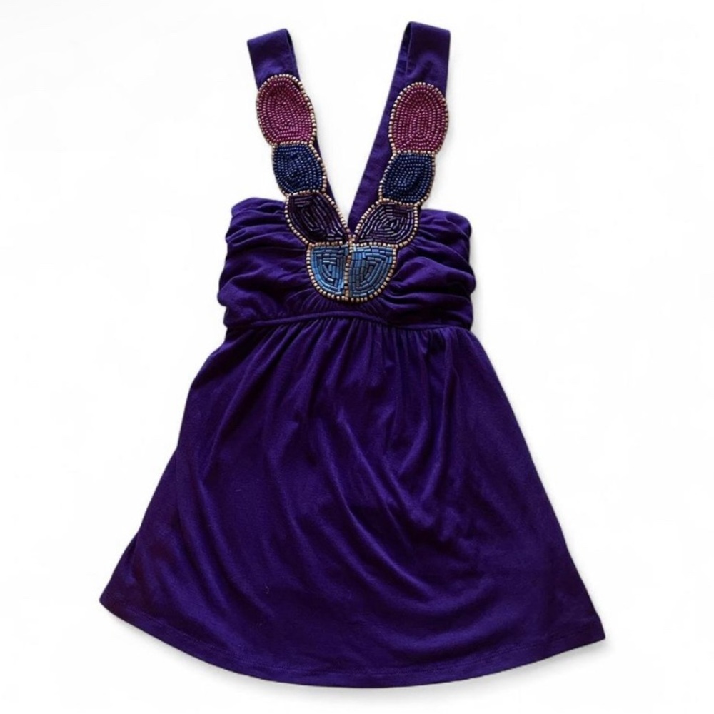 Vintage Y2K Purple Beaded Halter Wet Seal Top 💜
